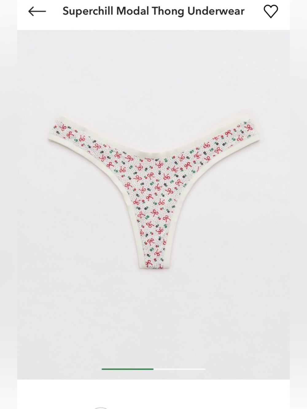 aerie Cream Thong with Red Bow & Green Floral Print